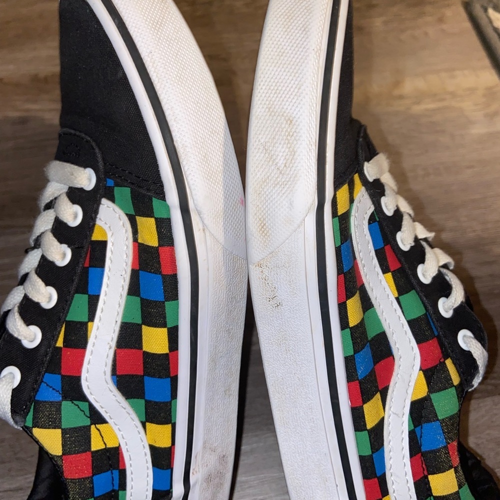 Vans Checkered Skateboard Black Shoes w/Colorful Checkered Design size Youth 4.5 - Picture 3 of 7